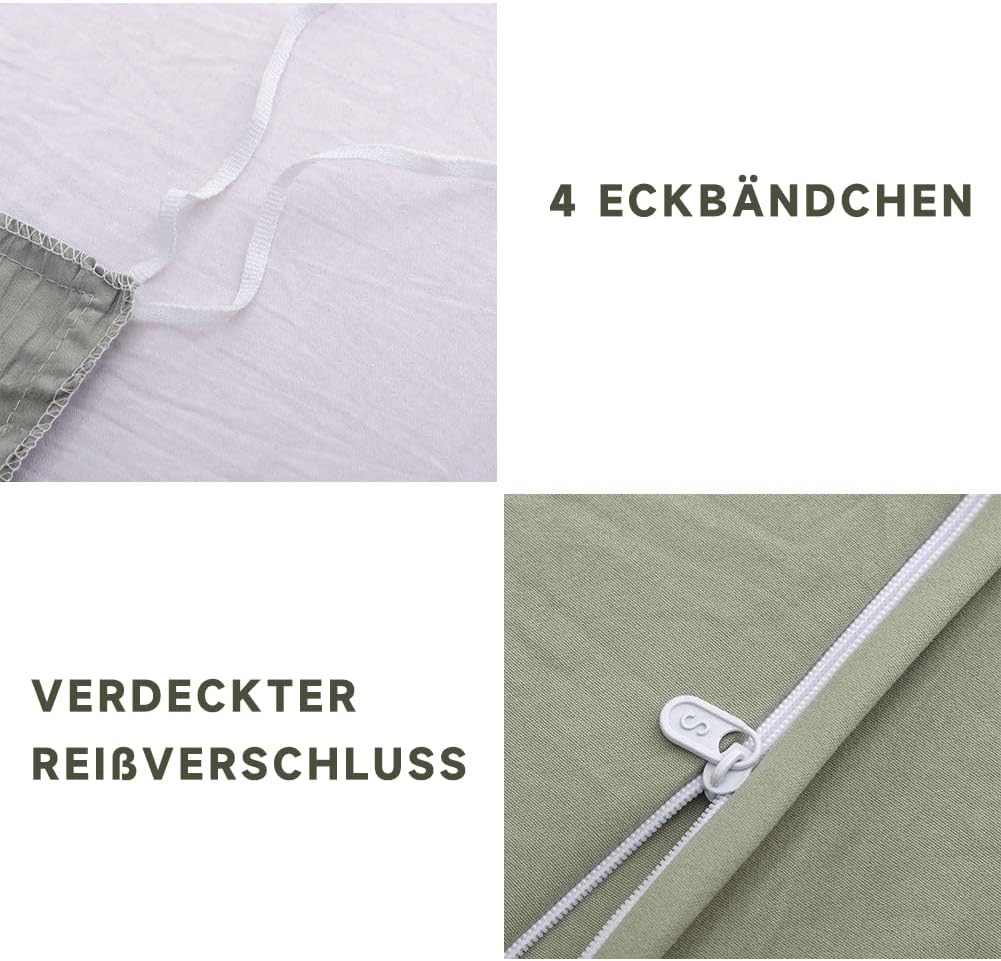 Boqingzhu Seersucker Bettwäsche Grün 155x220cm Sommer Atmungsaktiv Kühlende Wende Bettwäsche Set Bet