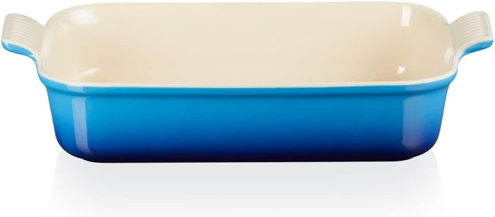 Le Creuset Rechteckige Auflaufform Tradition aus Steinzeug, 32 cm, 2.31 kg, Azure, 71102322200001 Az