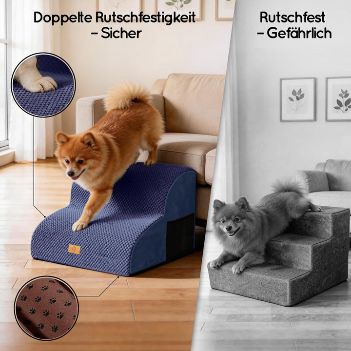 HEVOL Hundetreppe 2 Stufen,40cm Hogh Haustiertreppe Katzentreppe aus Schwamm für Hunde&amp;Katzen,Tragba