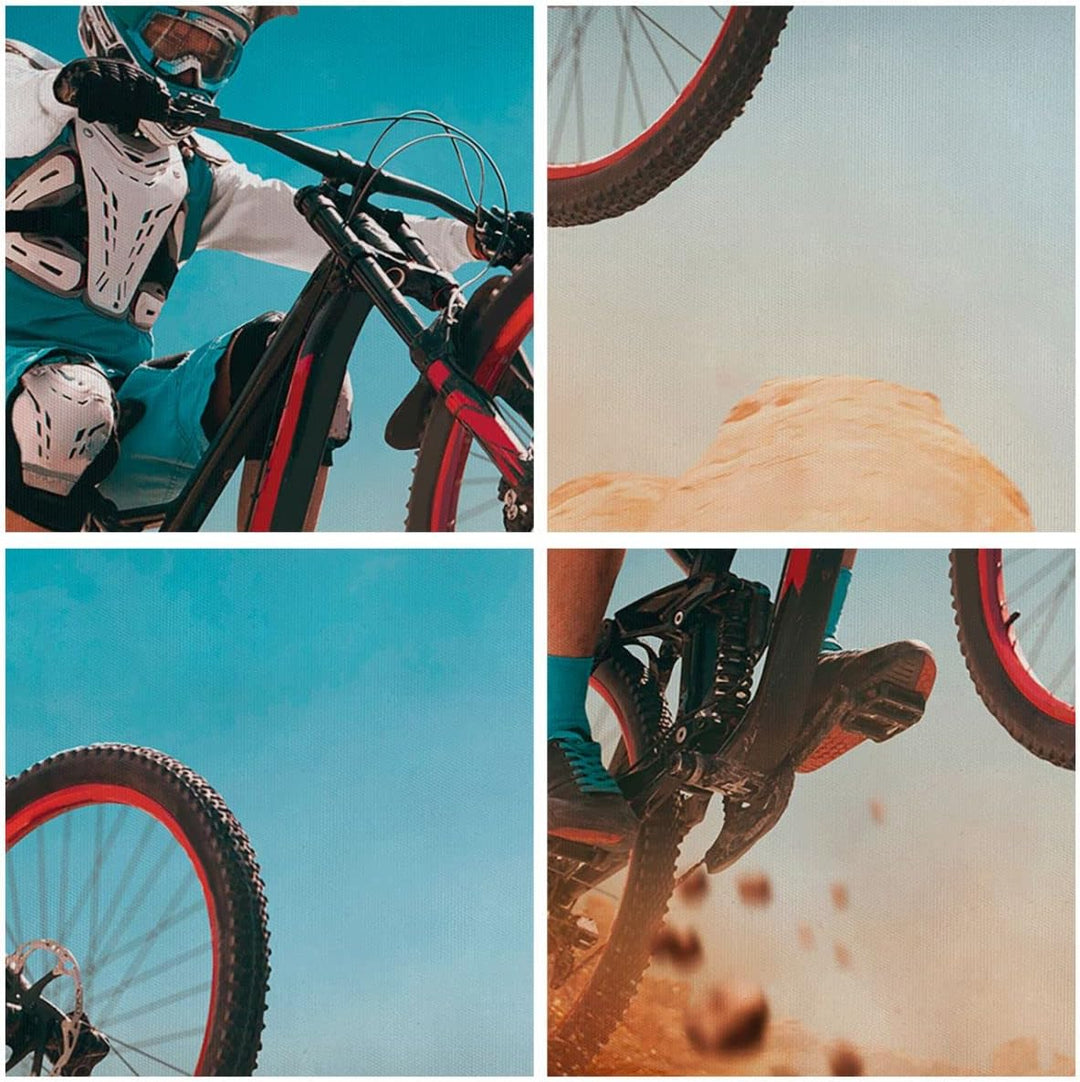 Bilder auf Leinwand Fahrrad Sport Helm Leinwandbild mit Rahmen 70x50cm Wandbilder Dekoration Wohnzim