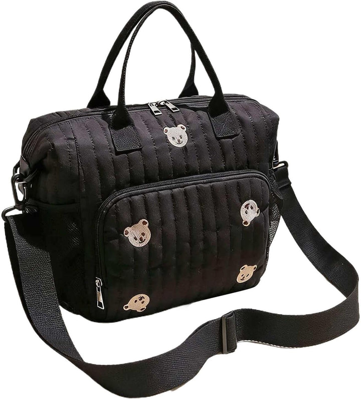 Generisch Wickeltasche für Kita Niedlicher Bärenstickerei-Windelbeutel Mit Schwarz, Schwarz