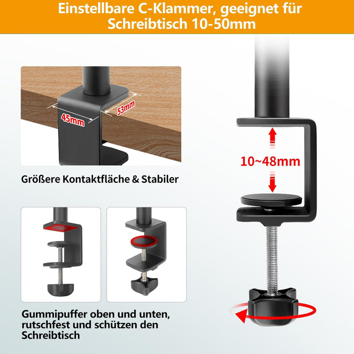JEBUTU TL253 Kamera Tischstativ Lichtstativ, 43.5-102cm verstellbares Tablet Halterung mit 360ﾟKugel