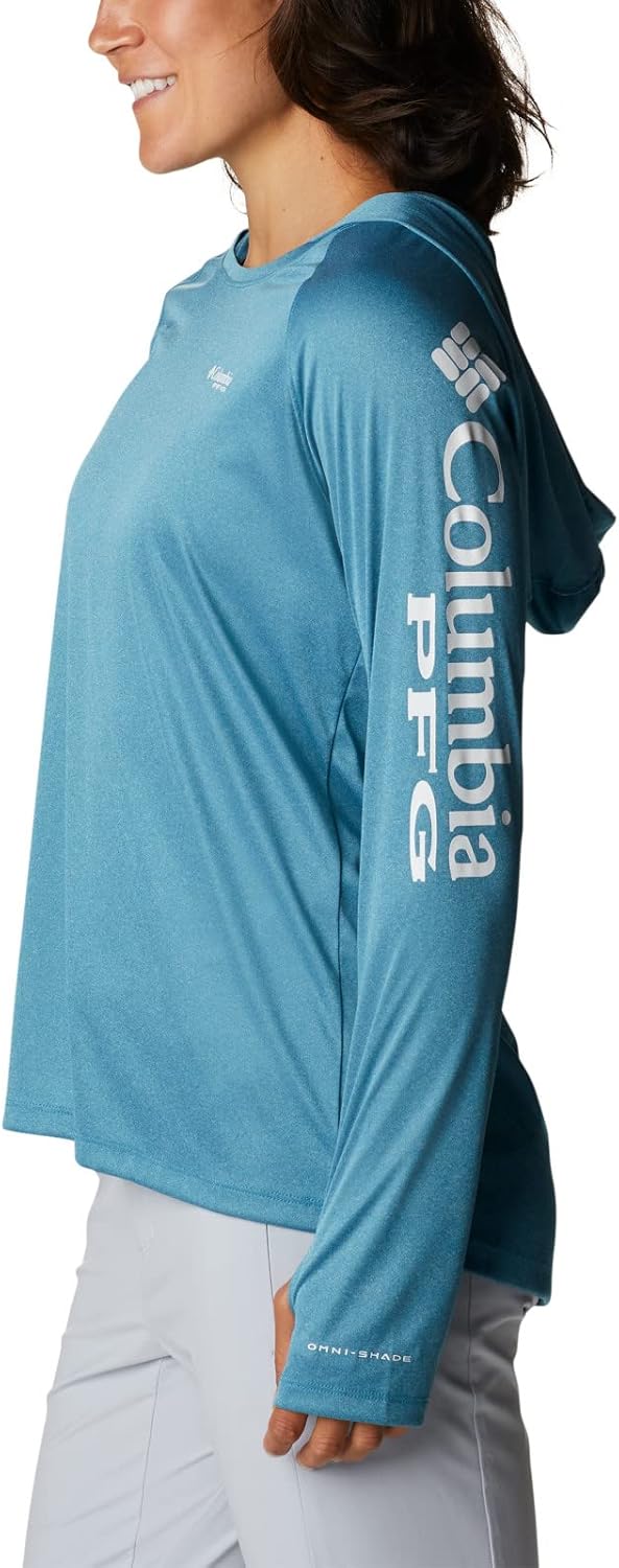 Columbia Damen Tidal Tee Heather Hoodie Kapuzen-Sweatshirt, Deep Marine Heather/White Logo