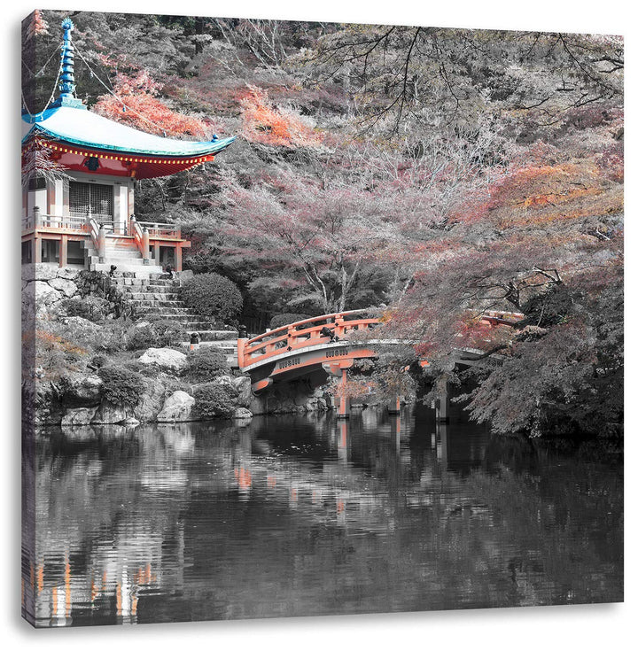 Pixxprint schönes Kloster in Japan als Leinwandbild/Grösse: 70x70 cm/Wandbild/Kunstdruck/fertig besp