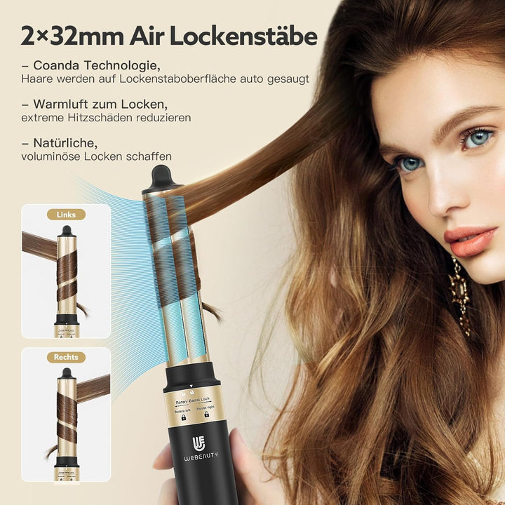 webeauty 6in1 Hairstyler, 110,000U/Min,30M/S,Hochgeschwindigkeit Haartrockner mit Warmluftbürste, Ru