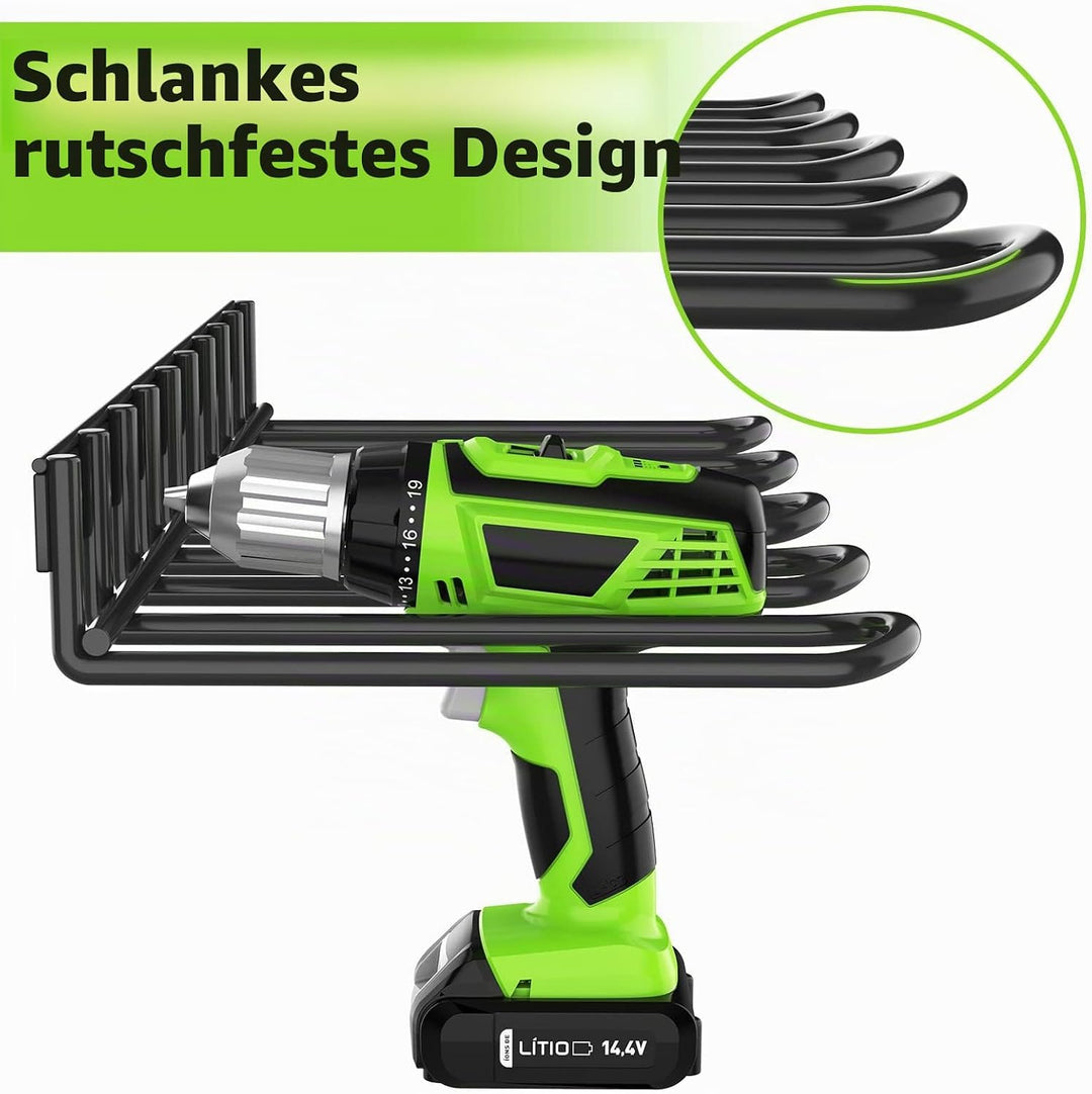 ENONCI Werkzeugspeicher Aufbewahrung Elektrowerkzeug Organizer,4 Schlitzen Bohrhalter Wandmontage Ga