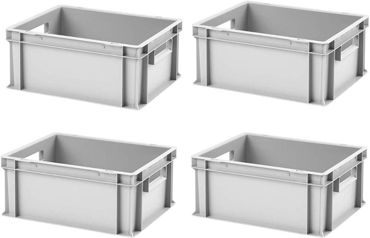 1a-TopStore 4 Stk. Euroboxen EB-417, grau, 40x30x17,5 cm (LxBxH), grau, Volumen: 16,5 Liter, lebensm
