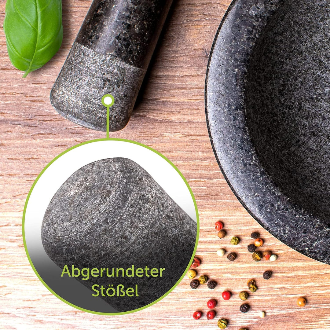 madeco Ersatzstössel Granit 16 cm Steinstössel schwarz poliert Stössel für Mörser Granit einzeln (oh