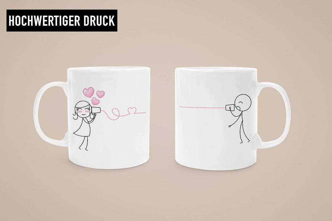Trendation - Fernbeziehung Geschenk Tassen Set Partner Liebe Geschenk für Freundin Freund Liebesgest