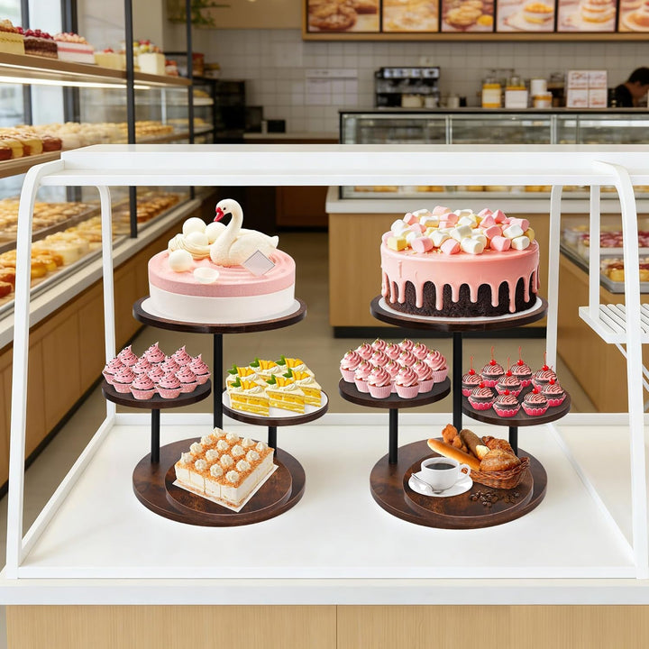 ohbien 4 Etagen Tortenständer Holz 360°drehbares, Torten Etagere Kuchen Ständer für Cupcakes, Kuchen
