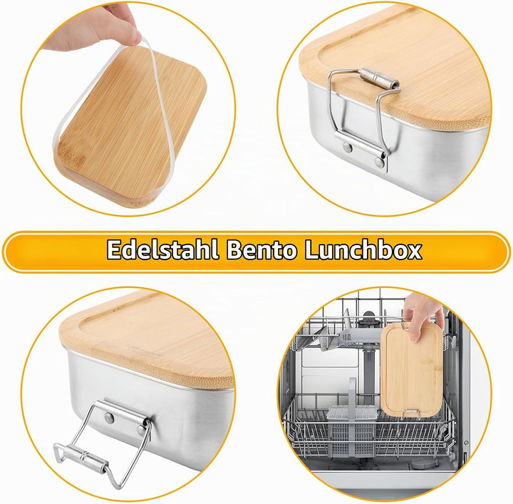STARVAST 2 Stück Brotdose Edelstahl Lunchbox Erwachsene Kinder - Lunch Box Adult 700ML Brotdose Meta