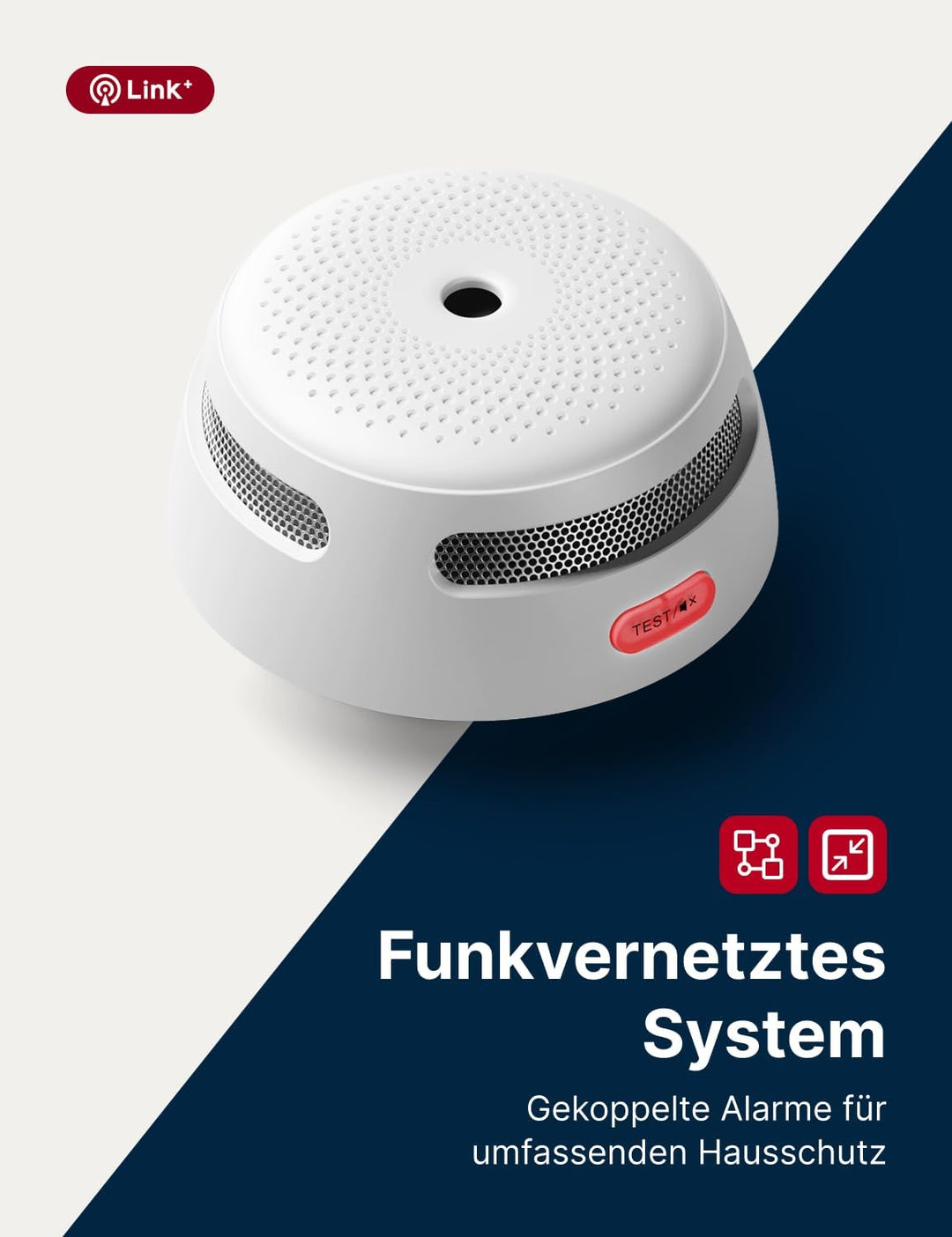 X-Sense Rauchmelder Vernetzt, Funkrauchmelder mit austauschbarer Batterie, EN 14604 entsprichter Feu