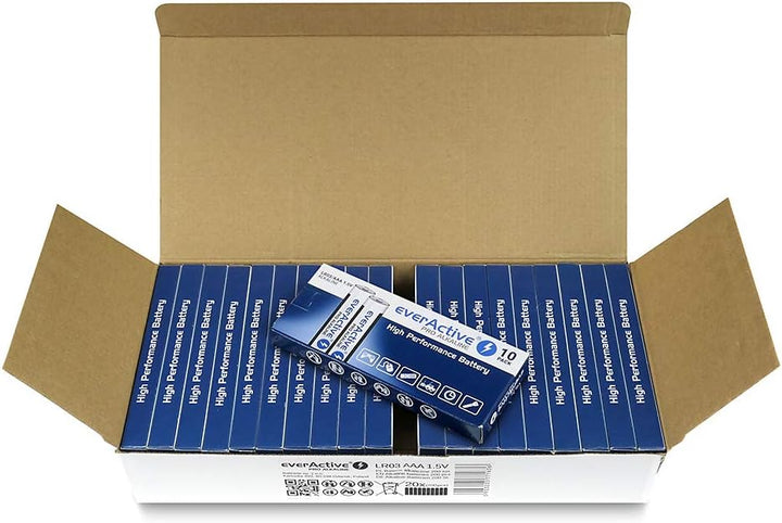 everActive AAA Batterien 200er Pack, Pro Alkaline, Micro LR03 R03 1.5V, höchster Leistung, 10 Jahre