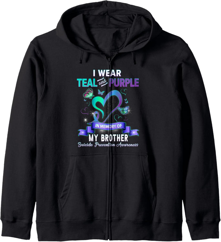 I Wear Teal And Purple For My Brother Suicide Prevention Kapuzenjacke
