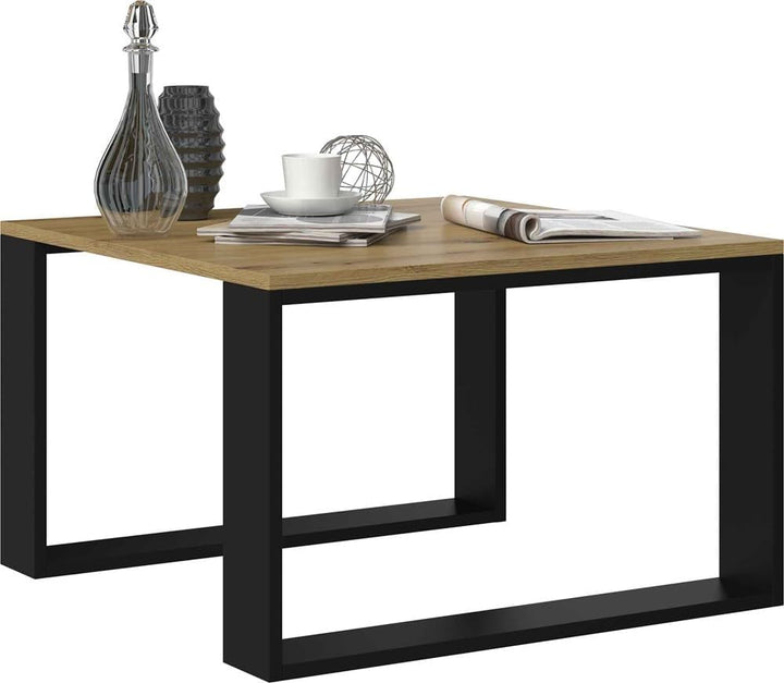 VBChome Kaffeetisch 67 x 67 x 40 cm Eiche Artisan - Schwarz Couchtisch Wohnzimmertisch Teetisch Beis