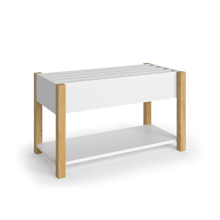 Kinderregal Malia, Weiss, 80 x 46 cm, zur Aufbewahrung von Spielzeug und Büchern freistehend, Weiss
