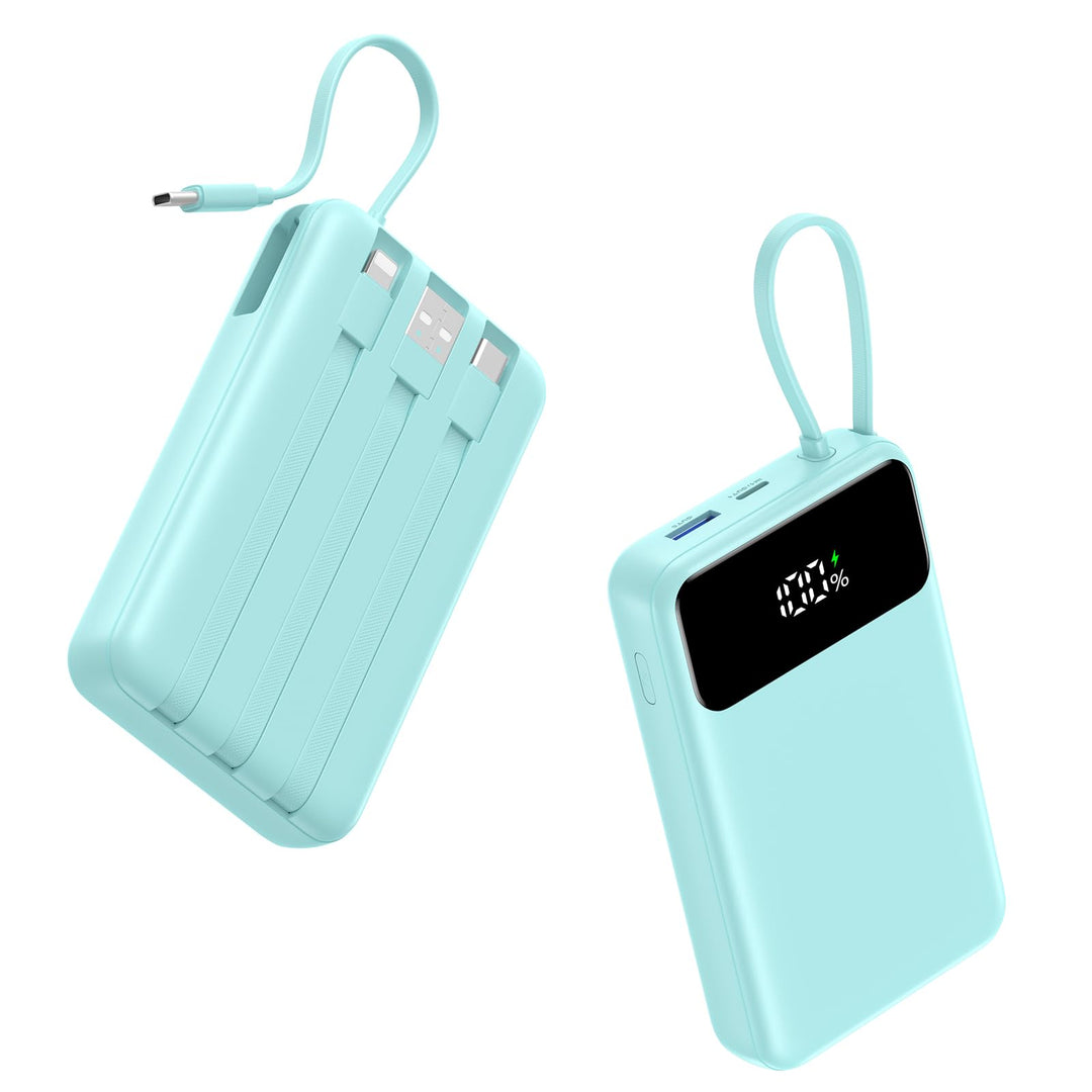 A ADDTOP 20000mAh Ultra Klein Power Bank mit 4 Kabel, 22,5W Schnellladen | 4 Integrierten Kabel, 22,