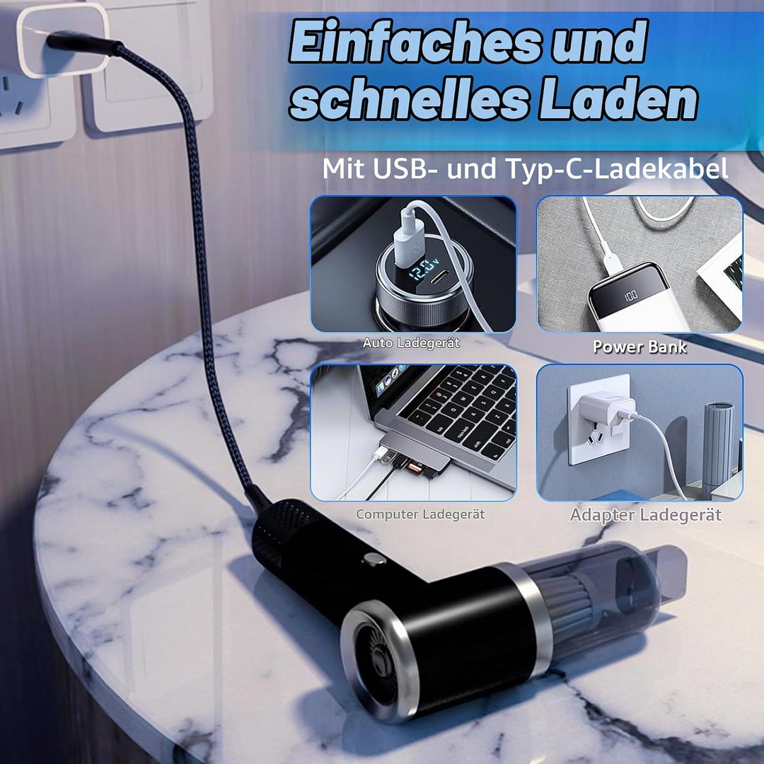 D-Lumina Handstaubsauger，15000PA kabelloser Handstaubsauger Akku mit USB-C Schnellladung，Auto Staubs
