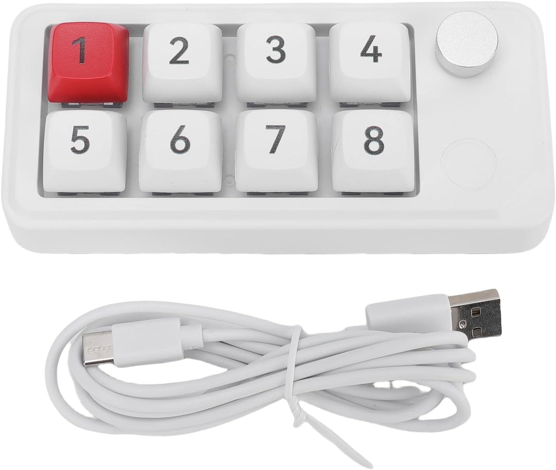ASHATA Wired USB C Numerische Tastatur, Programmierbare Makro Tastatur, 8 Tasten Typ C Number Pad mi