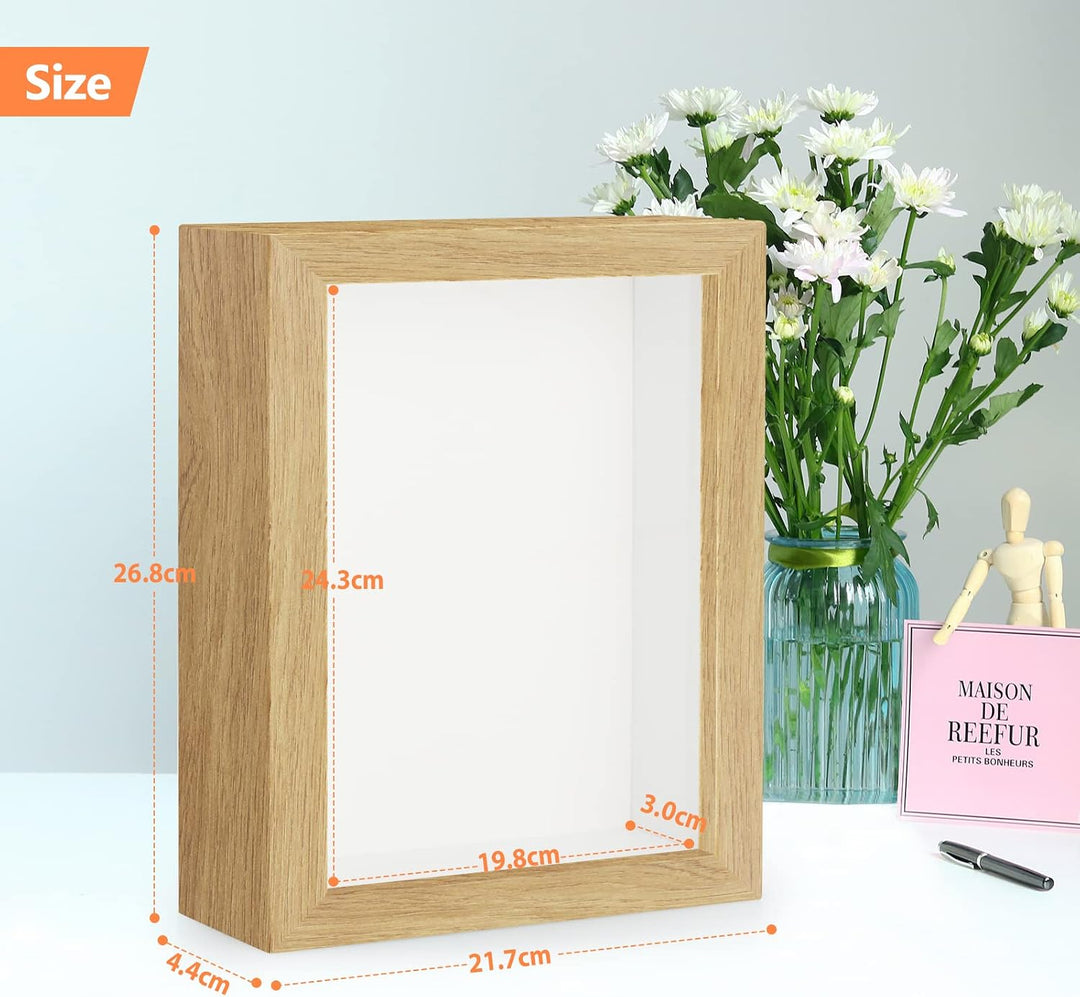 2er 3D Bilderrahmen zum Befüllen, 3D Bilderrahmen Tiefer Objektrahmen 20 x 25 cm mit Transparente Ec