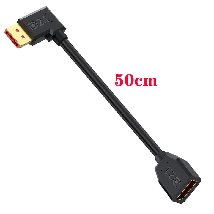 52Gbps DisplayPort 2.1 Extender Kabel, 90 Grad Winkel DP männlich zu weiblich Extension Kabel Unters