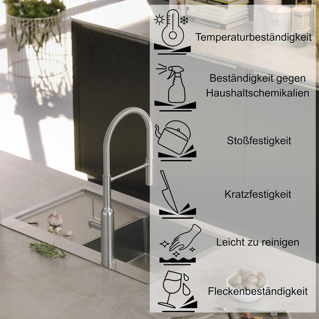 QUADRON | RUSSEL 111 | Einbeckenspüle | Masse: 78 x 48 x 20 cm | Passt in eine Schrankbreite: 45 cm