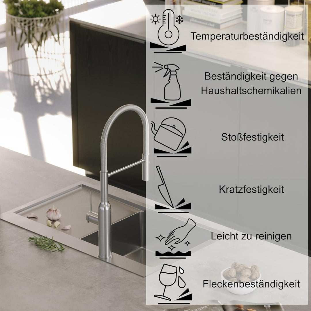 QUADRON | RUSSEL 111 | Einbeckenspüle | Masse: 78 x 48 x 20 cm | Passt in eine Schrankbreite: 45 cm
