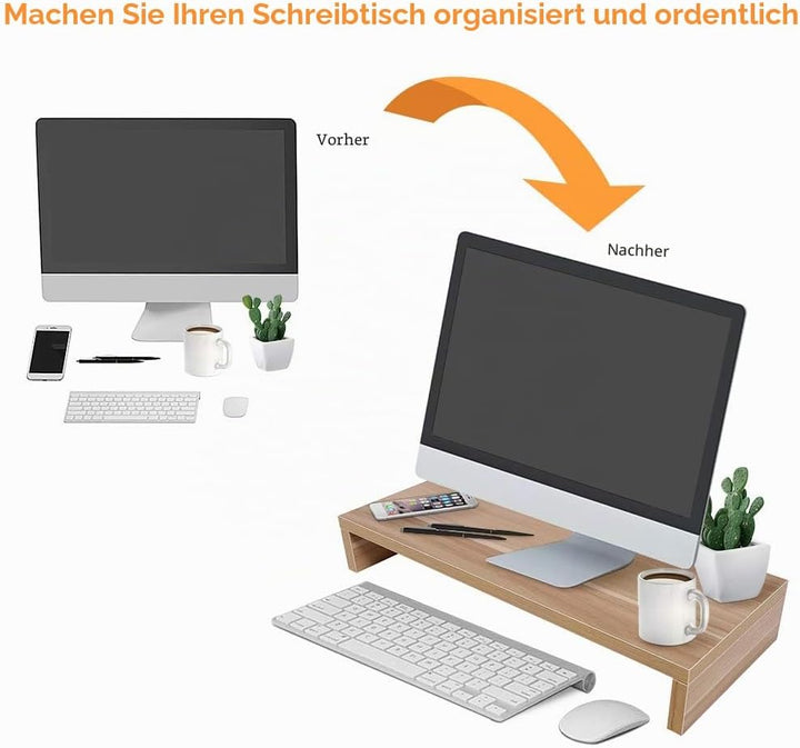 Monitorständer für Schreibtisch Holz, Computerständer für Desktop-Monitor Erhöhung Schreibtisch Comp