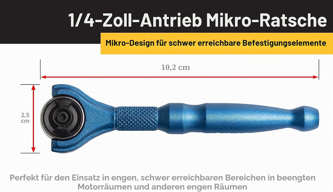 Titan 11316 1/4-Zoll-Antrieb x 10,2 cm (4 Zoll), 90 Zähne, Schwenkkopf, Mikro-Ratsche, Blau Schwenkk