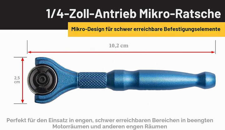 Titan 11316 1/4-Zoll-Antrieb x 10,2 cm (4 Zoll), 90 Zähne, Schwenkkopf, Mikro-Ratsche, Blau Schwenkk