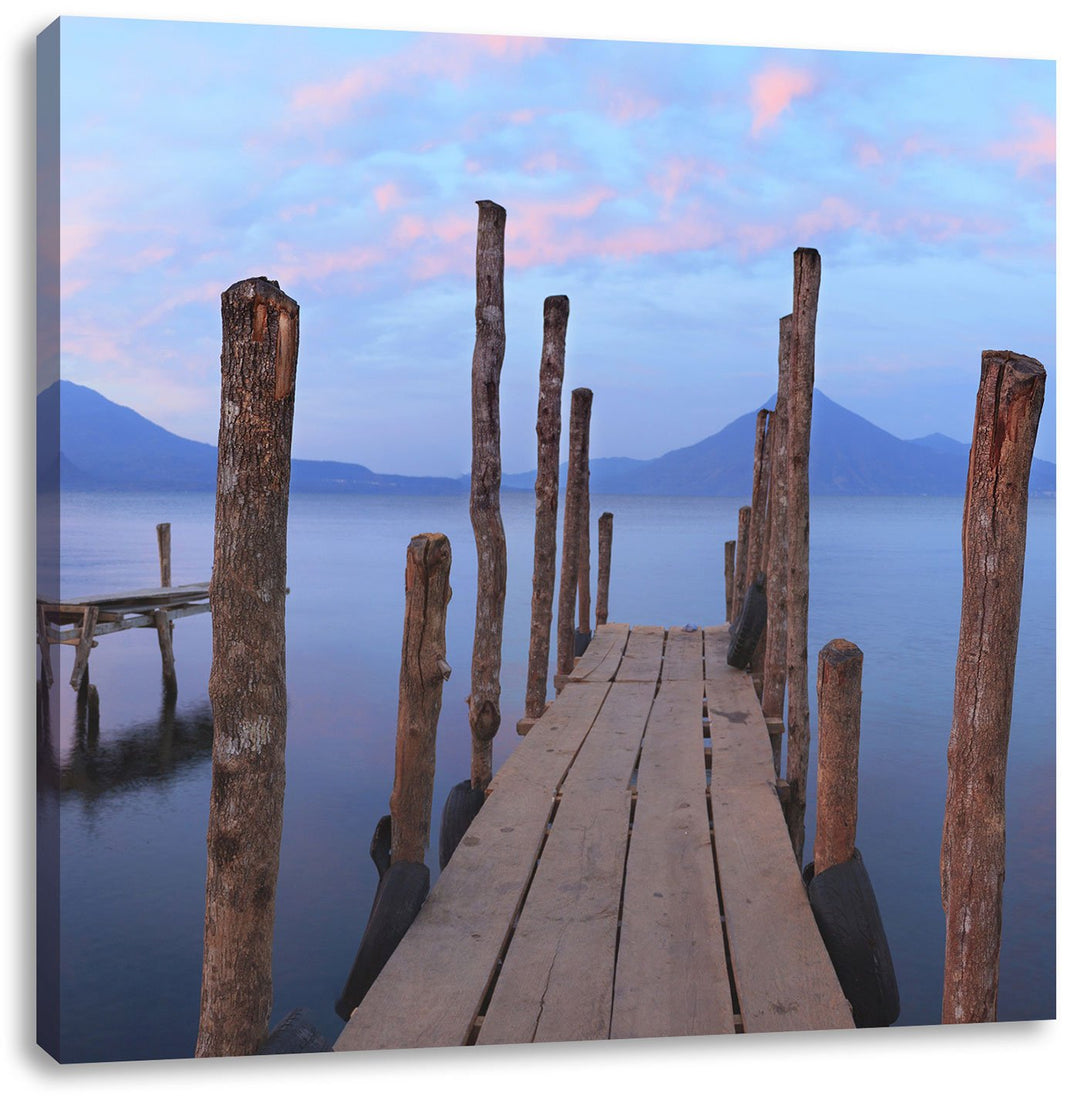 Pixxprint Holz im Wasser, Format: 70x70 auf Leinwand, XXL riesige Bilder fertig gerahmt mit Keilrahm