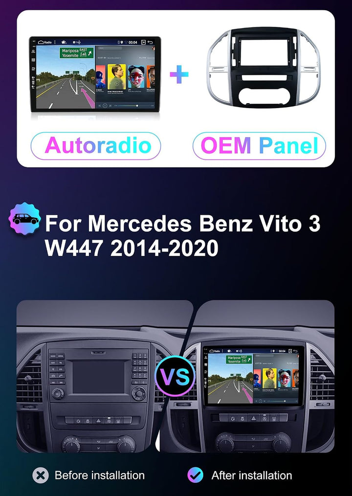 [8G+256G, 8-Core] - Autoradio für Benz Vito 3 W447 (2014-2020) Android 15 GPS Radio - CarPlay/Androi