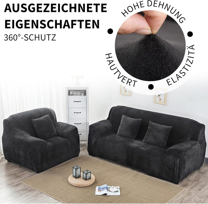 PETCUTE Sesselbezüge Elastische Sesselbezüge Dicke Sofabezüge Sofabezüge Schwarz 1 Sitzer Schwarz, 1