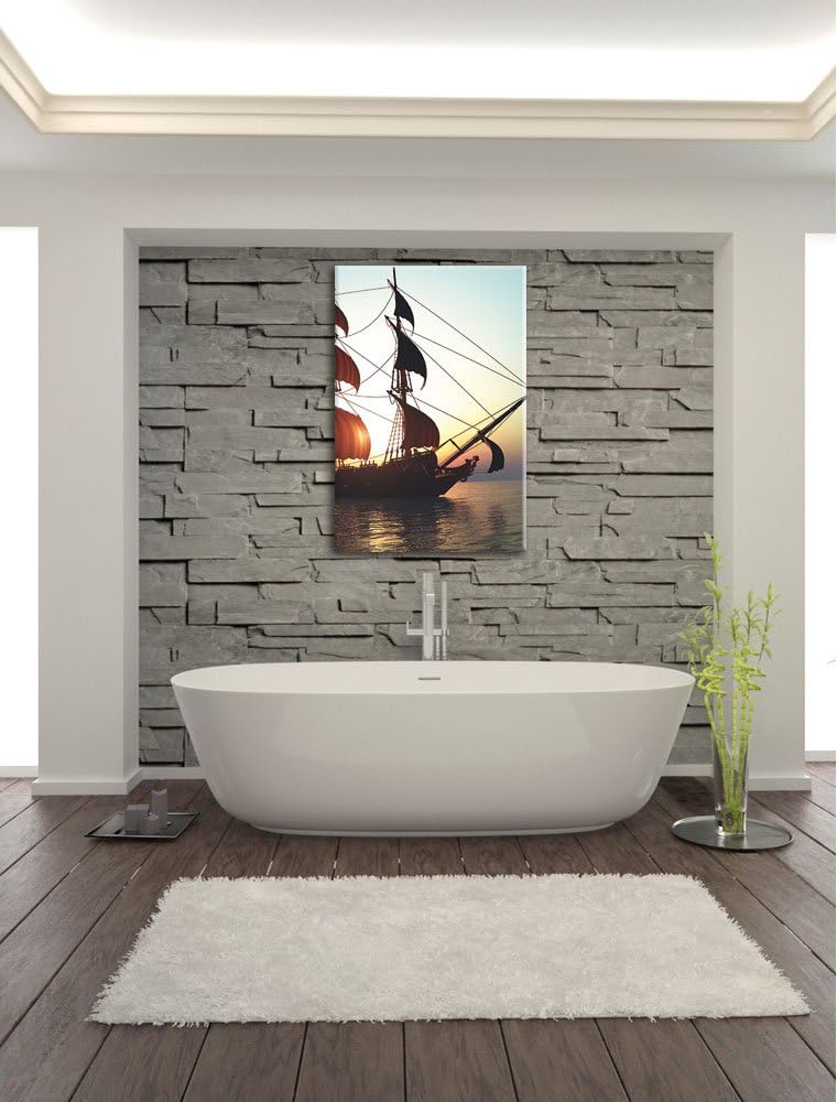 Altes Segelschiff, Format: 100x70 auf Leinwand, XXL riesige Bilder fertig gerahmt mit Keilrahmen, Ku