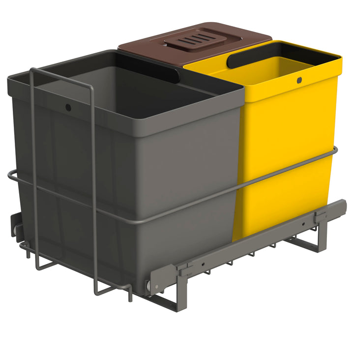 LM 79/3A Einbau Mülleimer ausziehbar Abfalleimer Korbauszug 16L Eimer anthrazitfarben, 8L Mülleimer