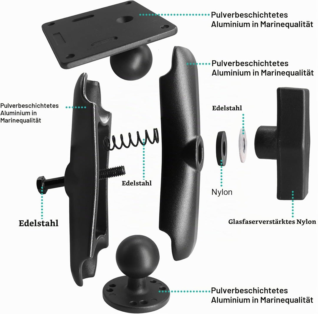 Aluminium 1,5" Verbindungsarm mit VESA-Platte, 75 x 75 mm, Industrielle Monitor Halterung, Doppelsoc