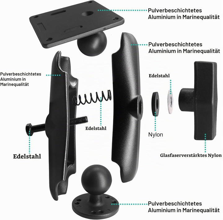 Aluminium 1,5" Verbindungsarm mit VESA-Platte, 75 x 75 mm, Industrielle Monitor Halterung, Doppelsoc