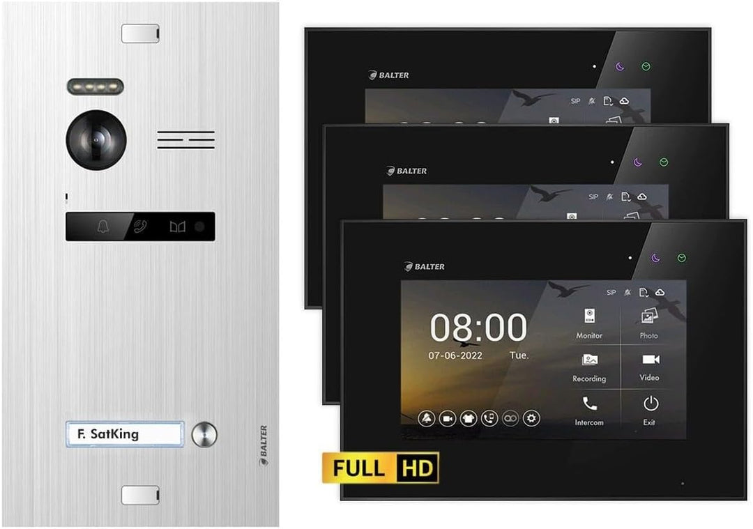 Nonic Balter EVO HD Silber/Schwarz Video Türsprechanlage Set für 1 Familienhaus (1x Türstation mit F