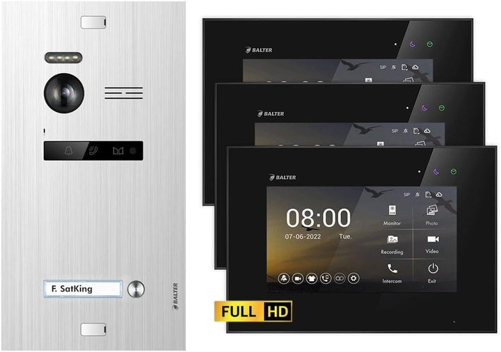 Nonic Balter EVO HD Silber/Schwarz Video Türsprechanlage Set für 1 Familienhaus (1x Türstation mit F