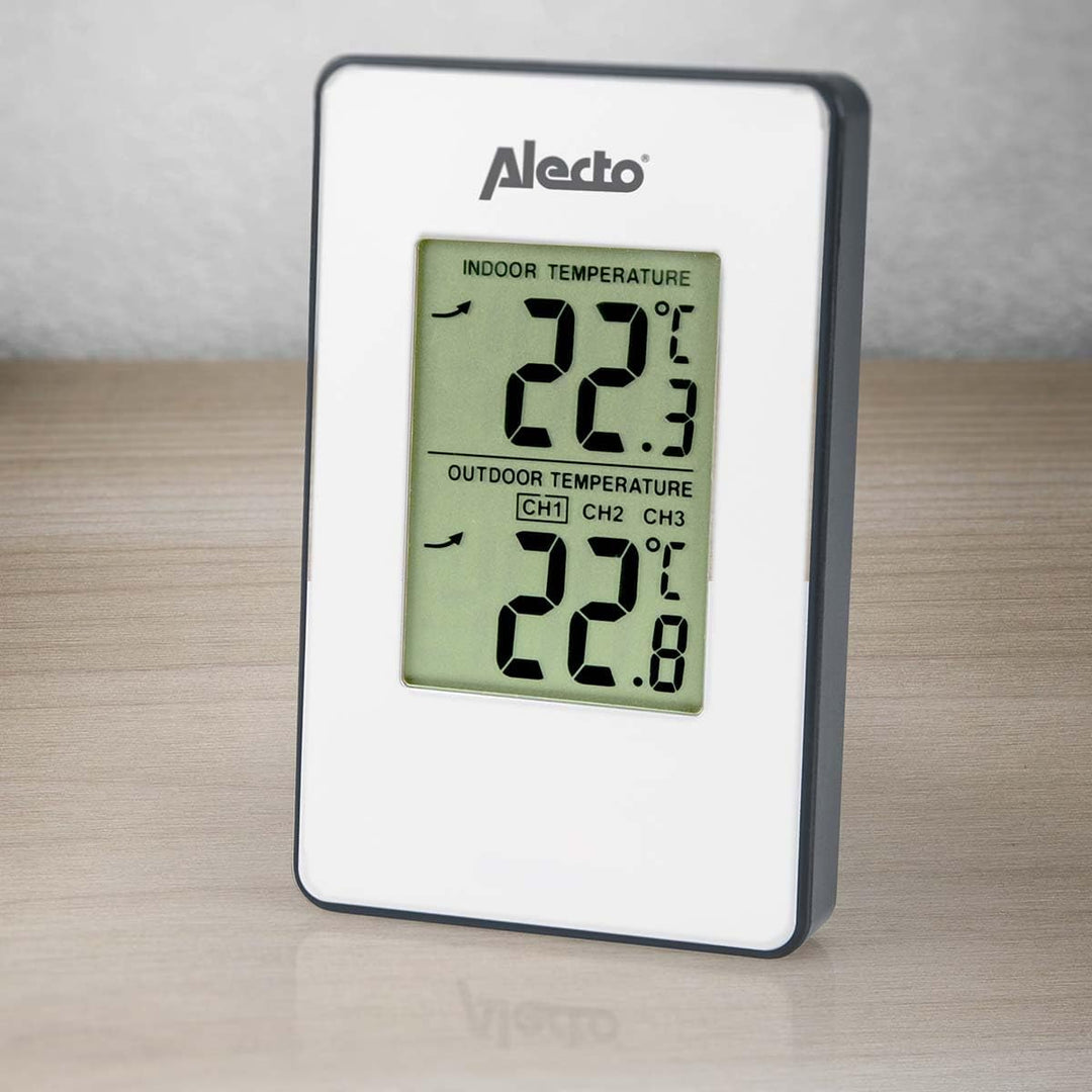 Alecto WS-1050 Wetterstation mit kabellosem Aussensenor - grosses Display - 30m Reichweite - Sensor