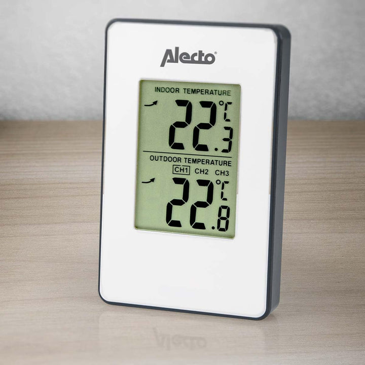 Alecto WS-1050 Wetterstation mit kabellosem Aussensenor - grosses Display - 30m Reichweite - Sensor