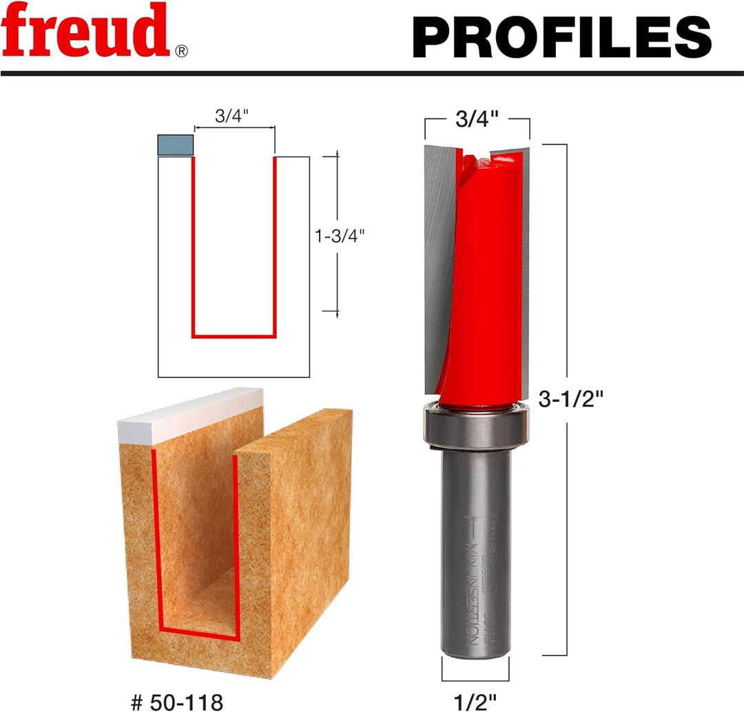 Freud 50–098–5/16 x 1 Top Bearing Flush Trim Bit 1/4-Zoll-Schaft, 50-118 Bündigfräser mit Anlaufring