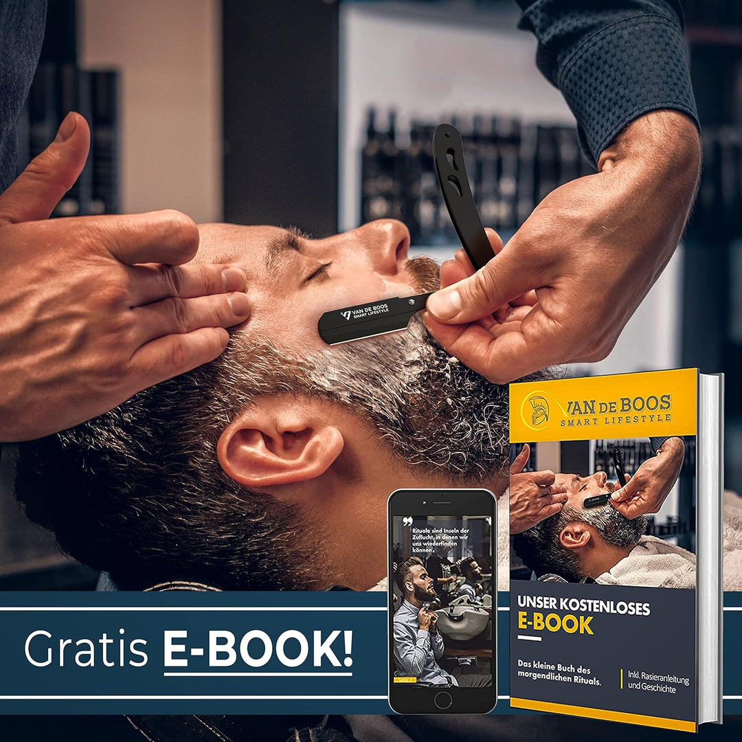Van De Boos® Rasiermesser-Set mit 100 Derby Wechselklingen - Hochwertiges Edelstahl Barber Bartmesse