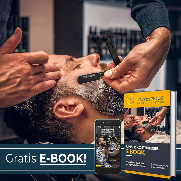 Van De Boos® Rasiermesser-Set mit 100 Derby Wechselklingen - Hochwertiges Edelstahl Barber Bartmesse