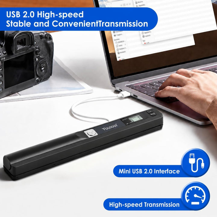 Handscanner Dokumentenscanner, A4 900 DPI Hohe Auflösung Farbfoto Portable Scanner, JPG/PDF Format U