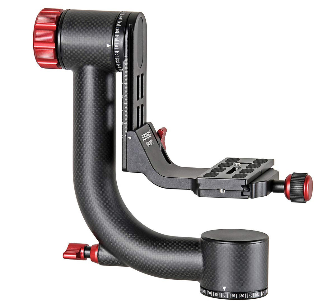 JUSINO Karbon Gimbal Head GH-20C, grosser Kardankopf für Kameras mit Teleobjektiv, 15kg Tragfähigkei