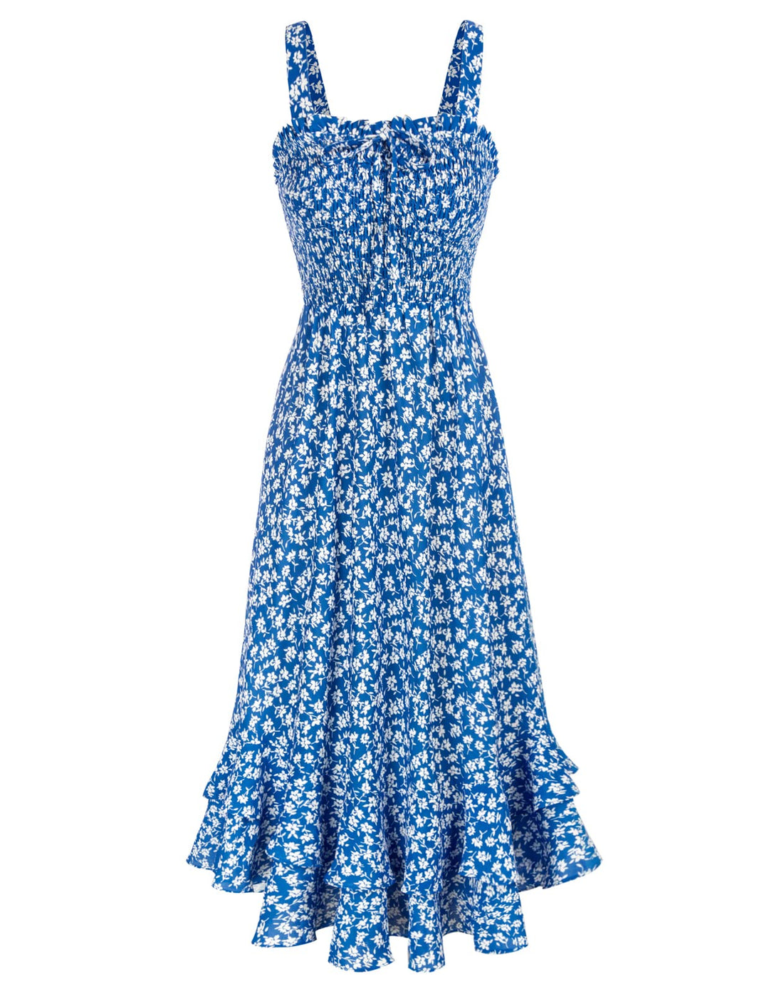 GRACE KARIN Damen langes Blumenkleid Ärmellos Spaghettiträger Freizeitkleid Böhmisch Maxikleid Stran