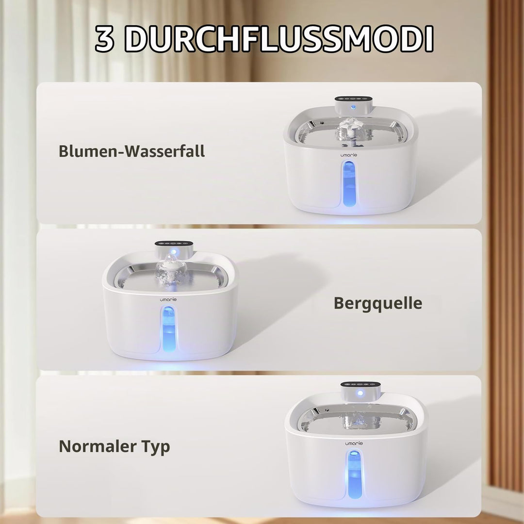 Katzenbrunnen Kabellos mit Bewegungsmelder- 7 Filter + 3 Schaumstofffilter - 3,2L Leiser Trinkbrunne