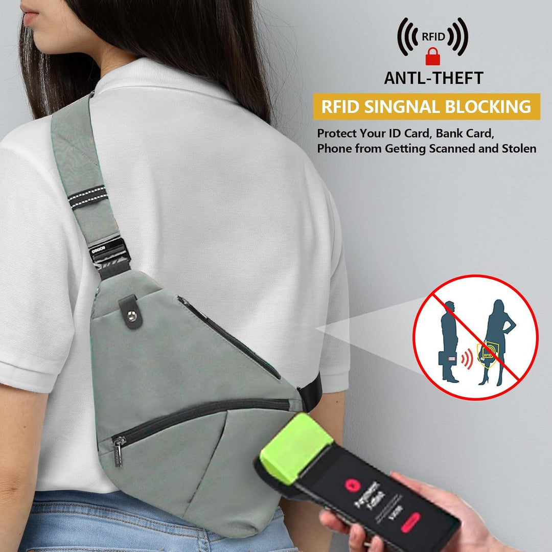Umhängetaschen Herren RFID Wasserfeste Mini Bauchtasche Mehrere Taschen Schultertasche Anti-Diebstah