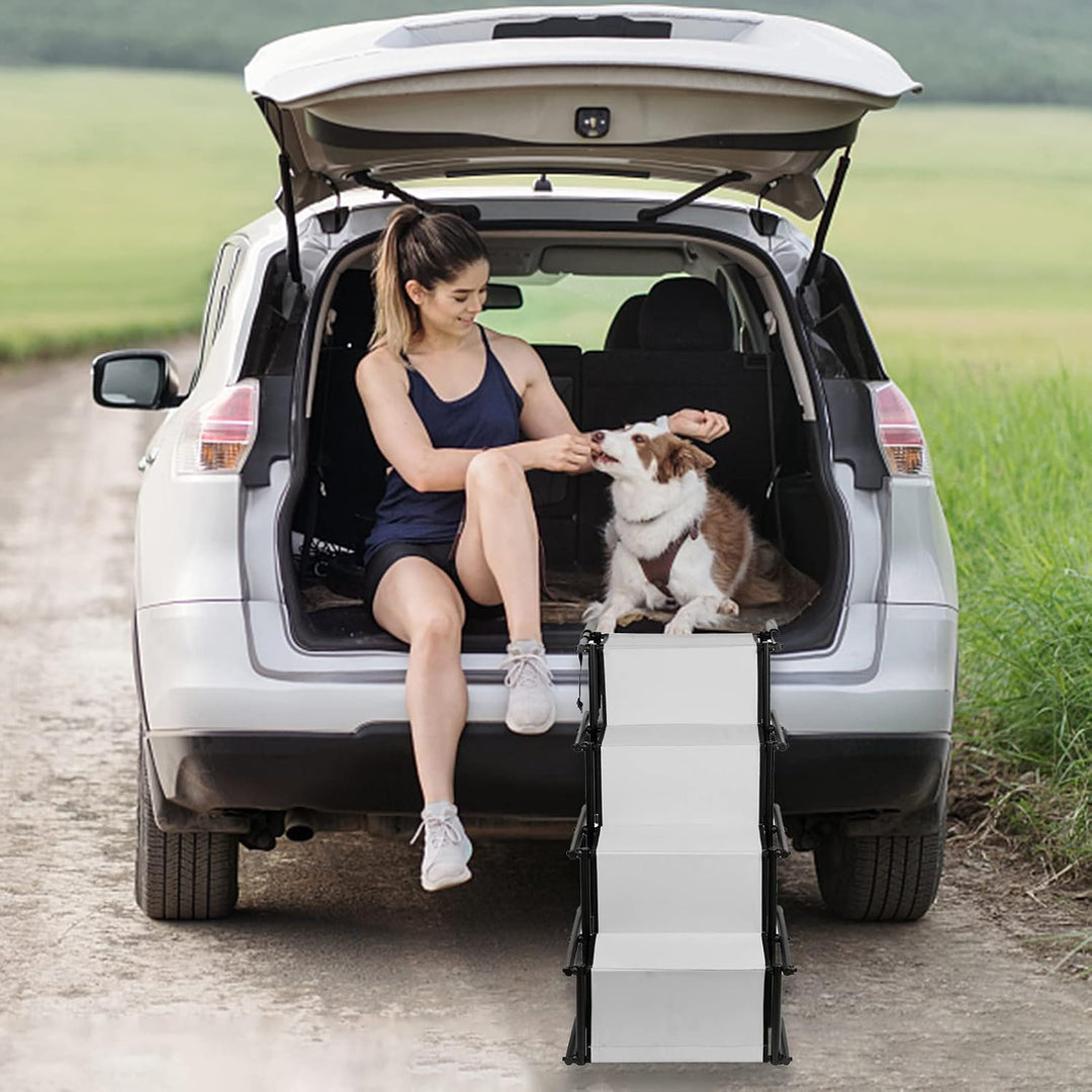 Supfine Hunderampen für Grosse Hunde, Bis 50 kg Belastbar Hundetreppe, Hunde Auto Rampen Faltbar, 4